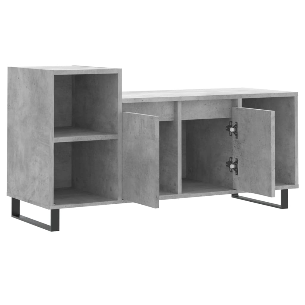 Meuble TV gris béton 100x35x55 cm en bois