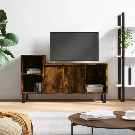 Meuble TV chêne fumé 100x35x55 cm matériau bois