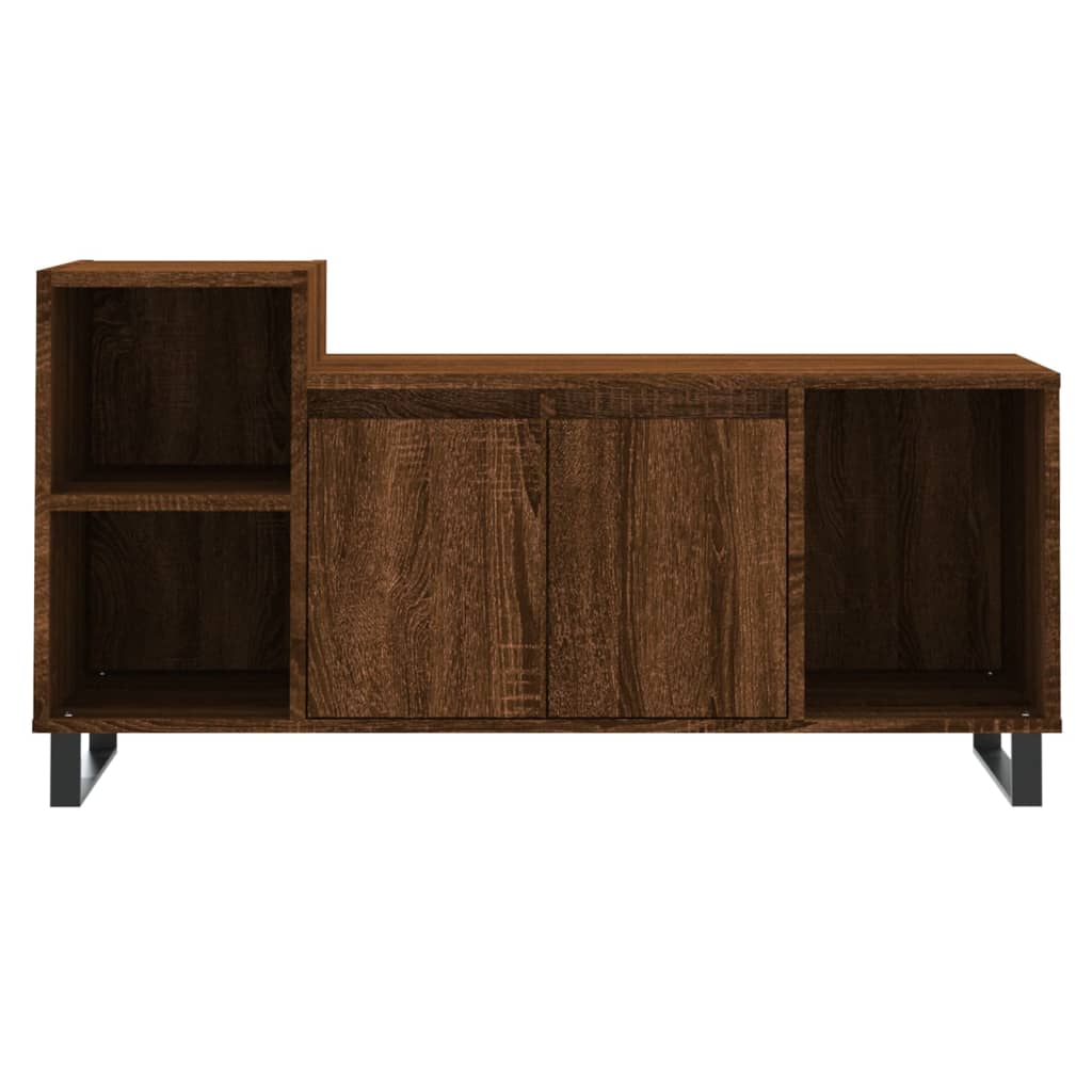 Meuble TV aspect chêne marron 100x35x55 cm matériau bois