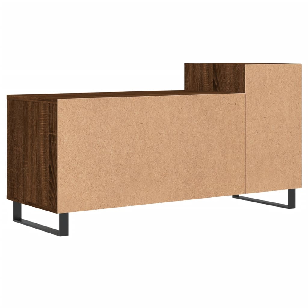 Meuble TV aspect chêne marron 100x35x55 cm matériau bois