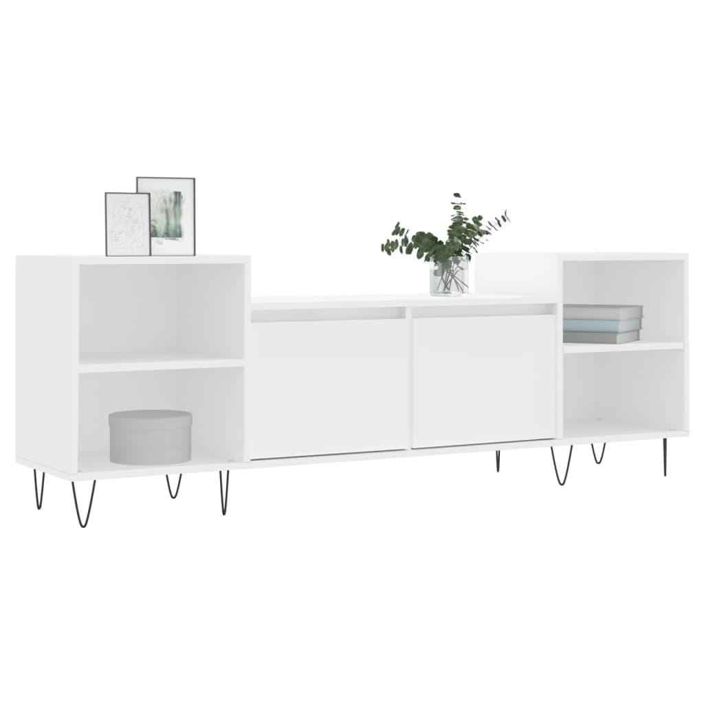 Meuble TV blanc 160x35x55 cm en bois