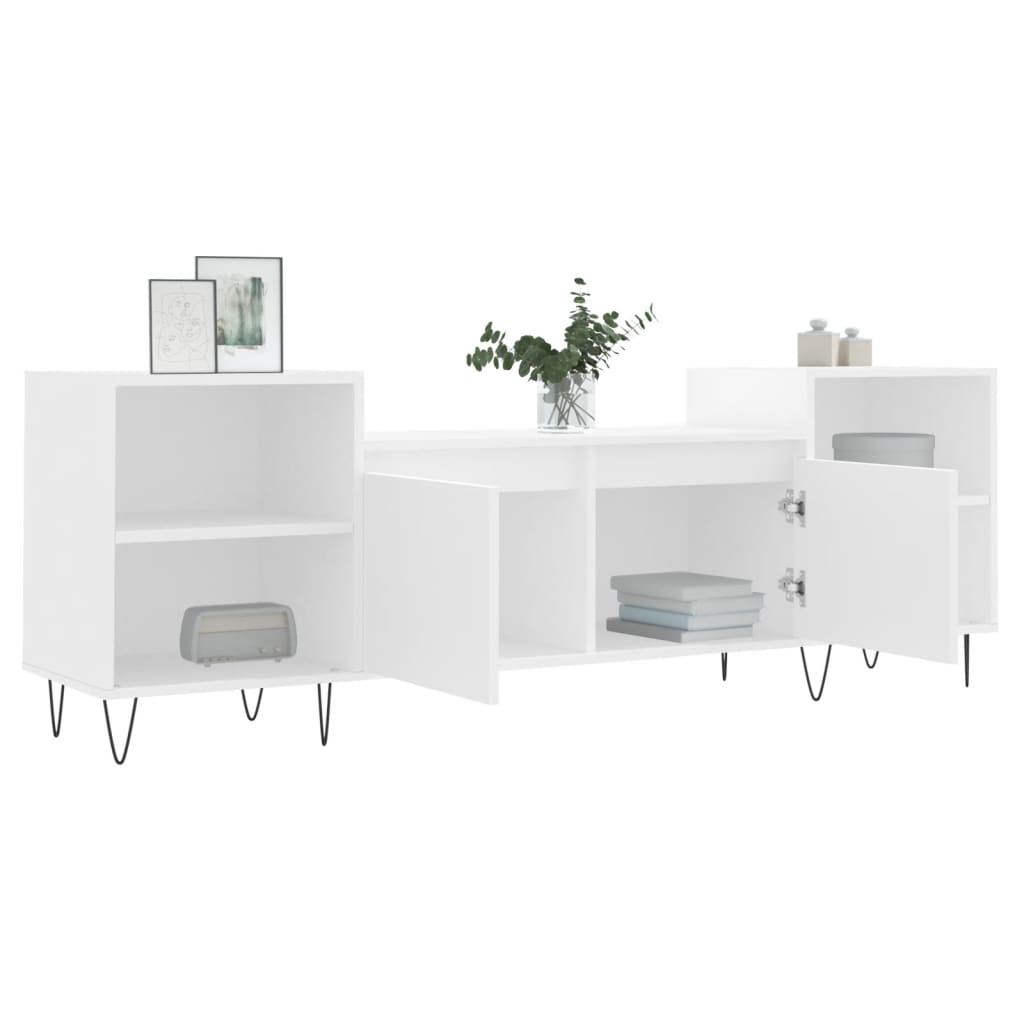 Meuble TV blanc 160x35x55 cm en bois
