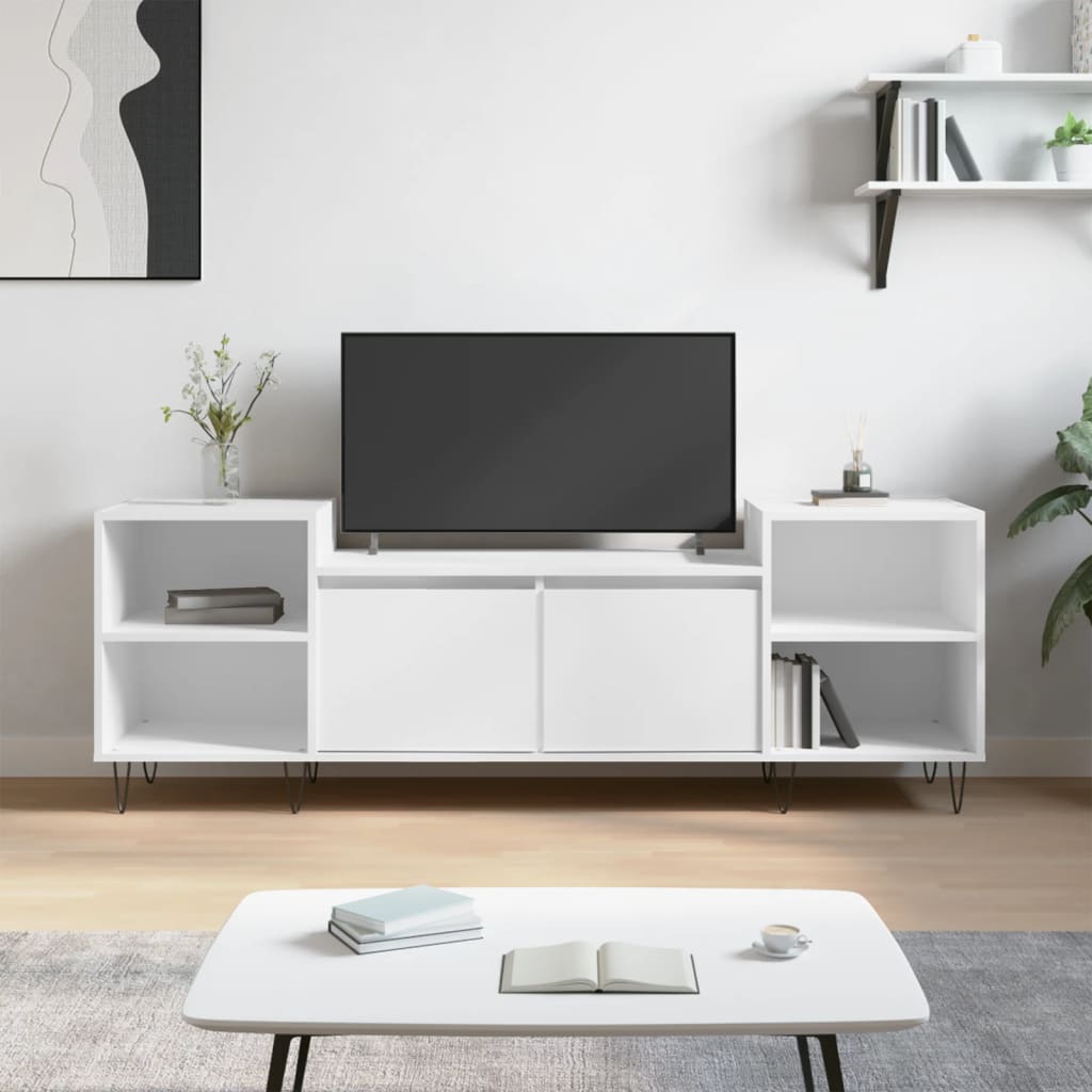 Meuble TV blanc 160x35x55 cm en bois