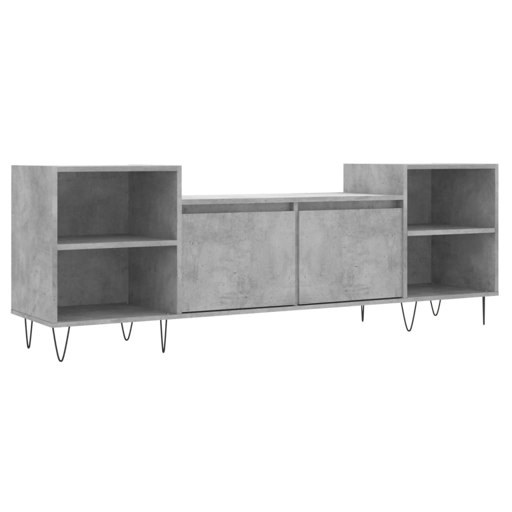 Meuble TV gris béton 160x35x55 cm en bois