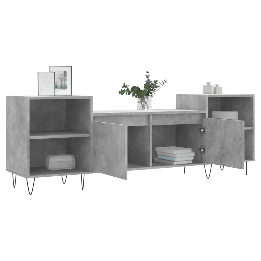 Meuble TV gris béton 160x35x55 cm en bois