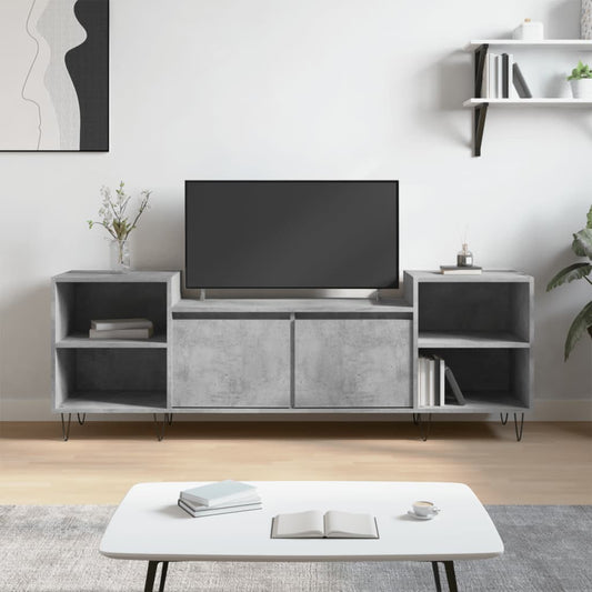 Meuble TV gris béton 160x35x55 cm en bois