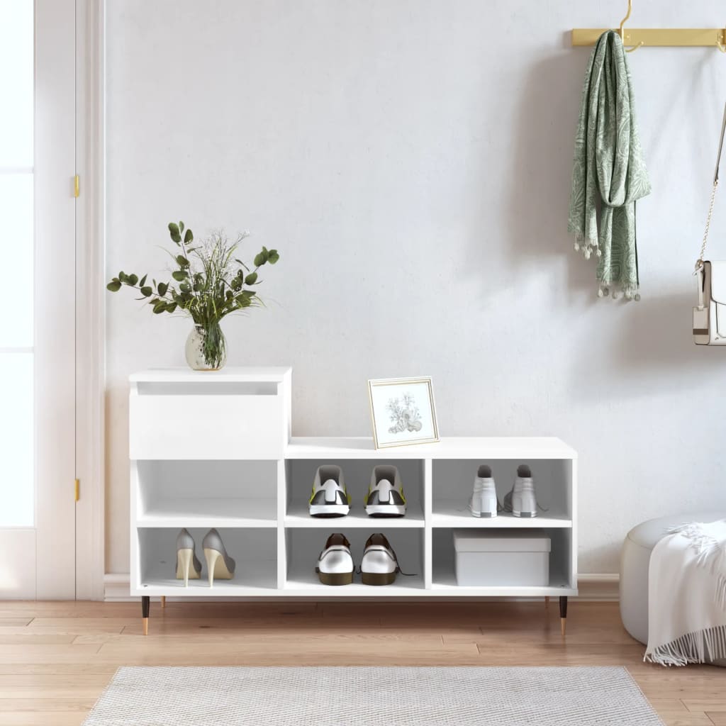 Étagère à chaussures blanc 102x36x60 cm en bois