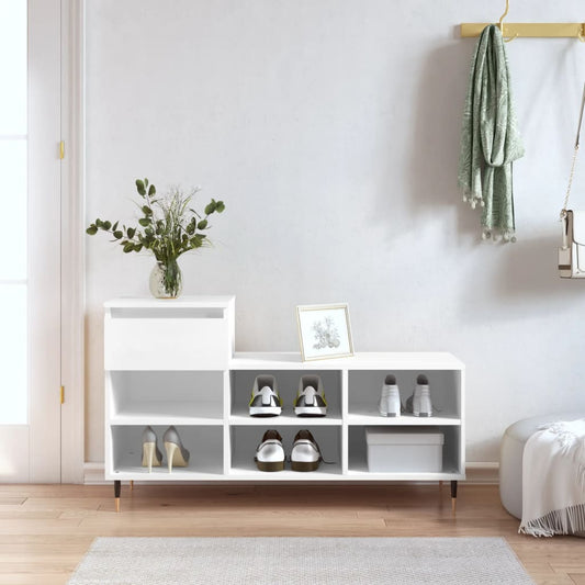 Étagère à chaussures blanc 102x36x60 cm en bois