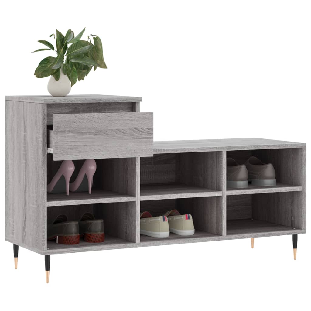 Étagère à chaussures gris Sonoma 102x36x60 cm en bois