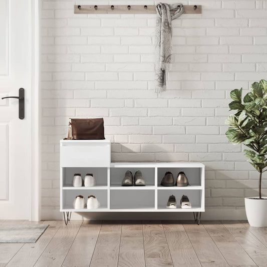 Étagère à chaussures blanc 102x36x60 cm en bois