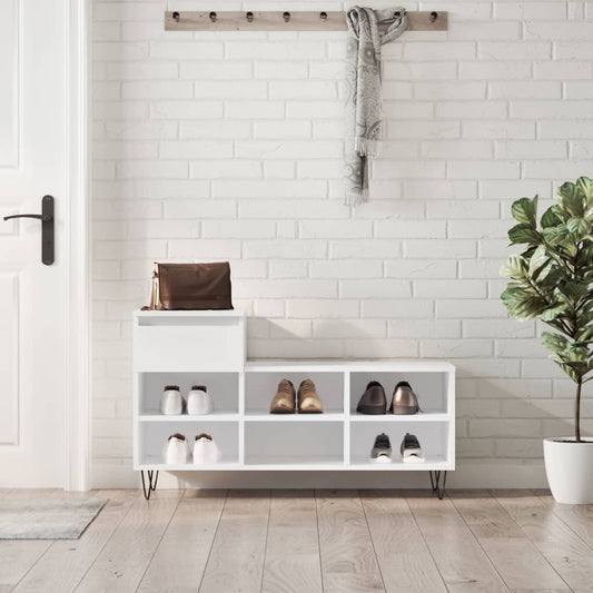 Étagère à chaussures blanc brillant 102x36x60 cm en bois