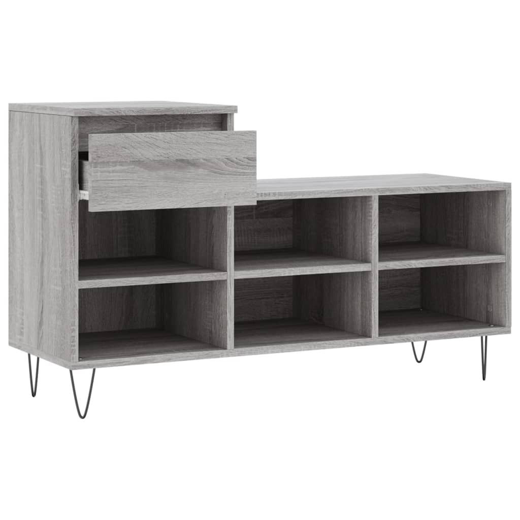 Étagère à chaussures gris Sonoma 102x36x60 cm en bois