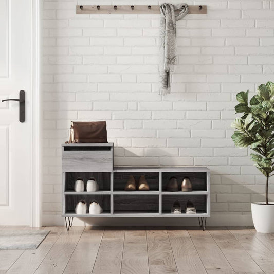 Étagère à chaussures gris Sonoma 102x36x60 cm en bois