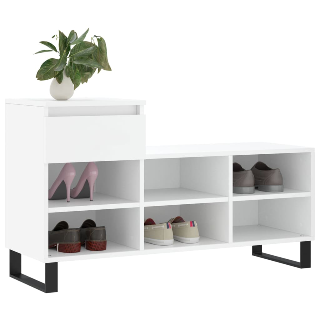 Étagère à chaussures blanc 102x36x60 cm en bois