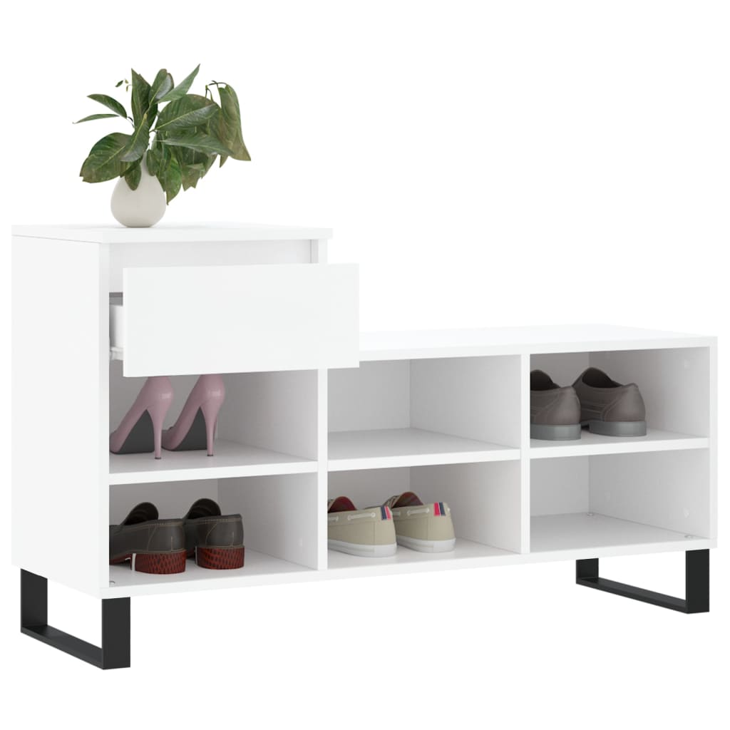 Étagère à chaussures blanc 102x36x60 cm en bois