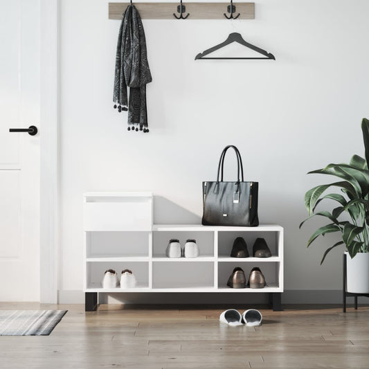 Étagère à chaussures blanc 102x36x60 cm en bois