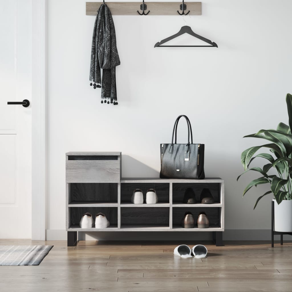 Étagère à chaussures gris Sonoma 102x36x60 cm en bois