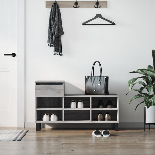 Étagère à chaussures gris Sonoma 102x36x60 cm en bois