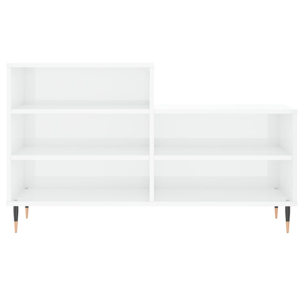 Shoe rack high gloss white 102x36x60 cm wood material