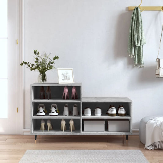 Étagère à chaussures gris béton 102x36x60 cm en bois