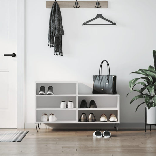 Étagère à chaussures blanc 102x36x60 cm en bois