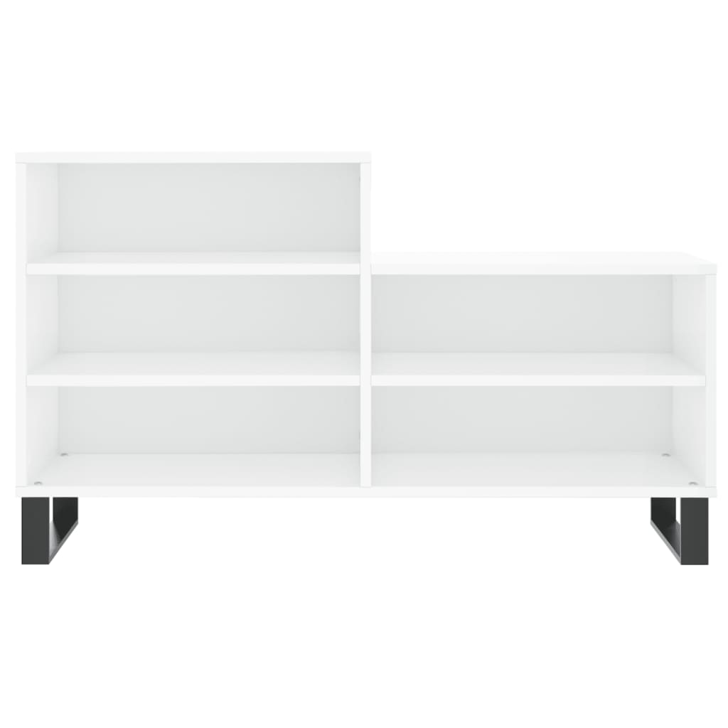 Shoe rack high gloss white 102x36x60 cm wood material