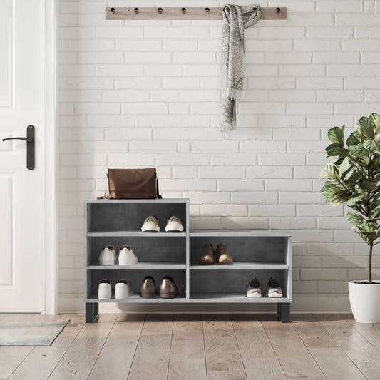 Étagère à chaussures gris béton 102x36x60 cm en bois