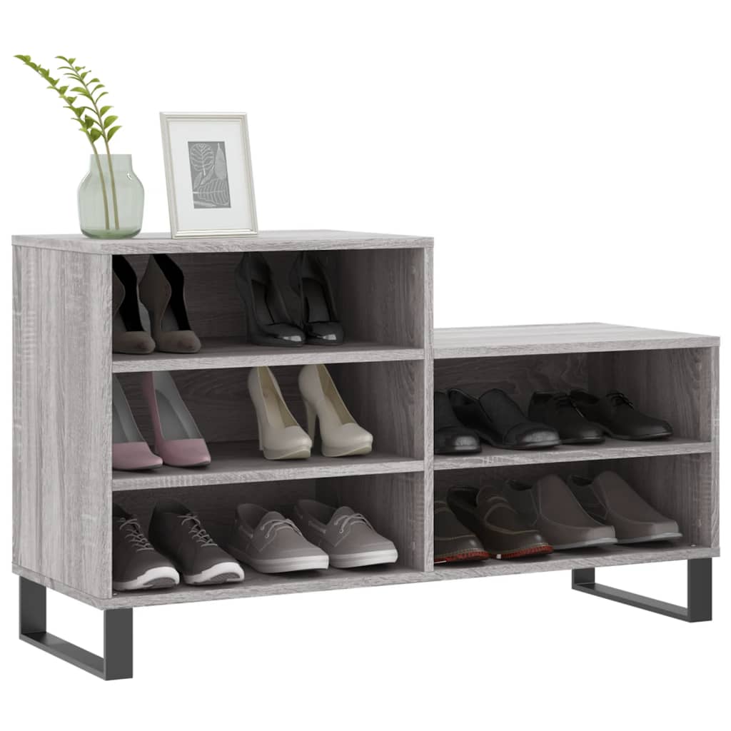 Étagère à chaussures gris Sonoma 102x36x60 cm en bois