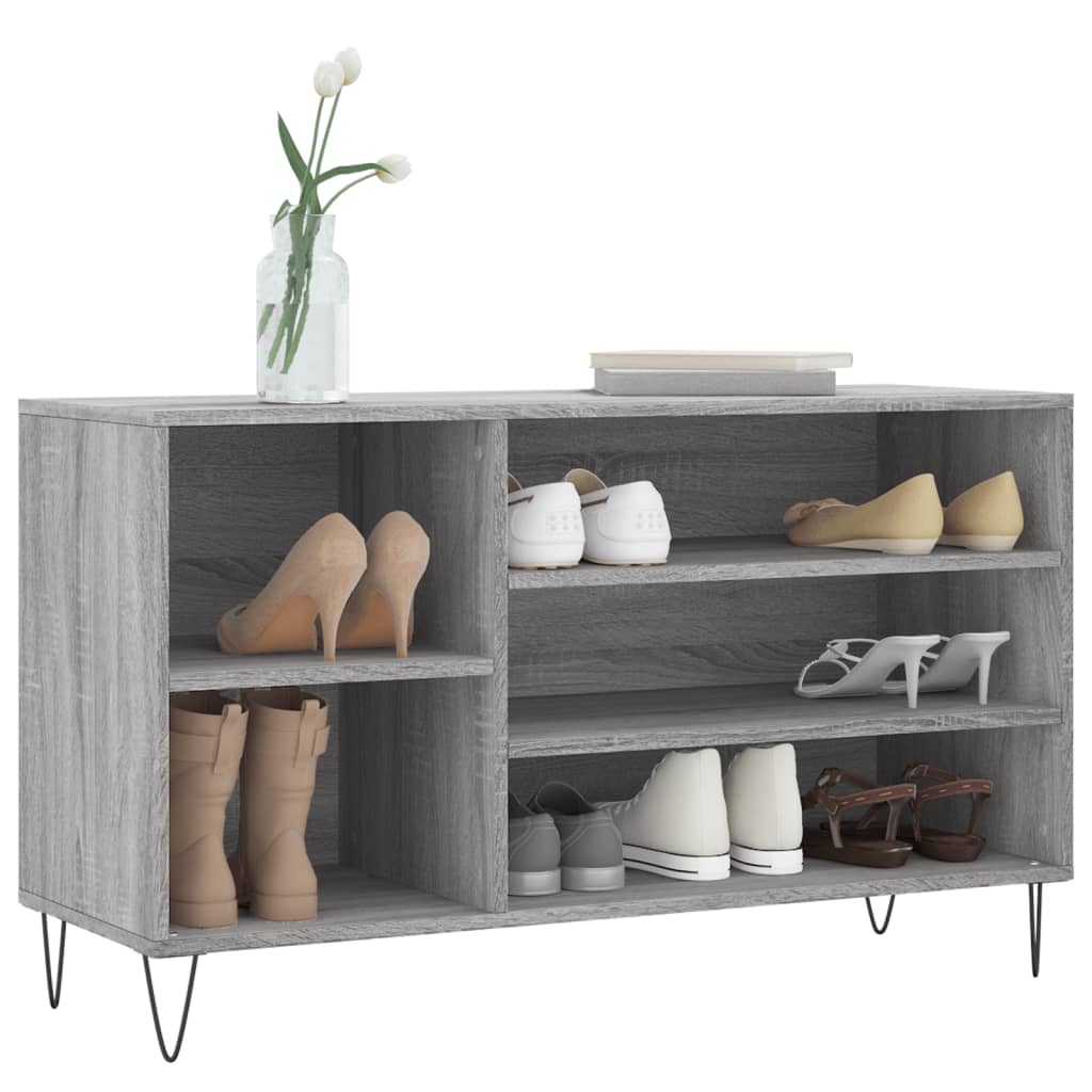 Étagère à chaussures gris Sonoma 102x36x60 cm en bois