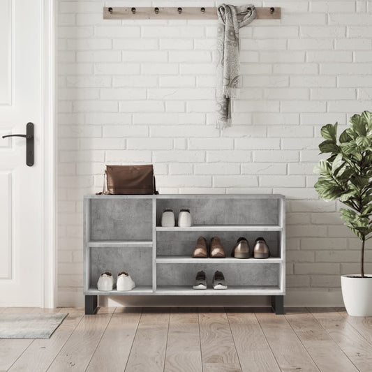 Étagère à chaussures gris béton 102x36x60 cm en bois