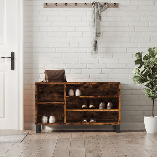 Shoe rack smoked oak 102x36x60 cm wood material