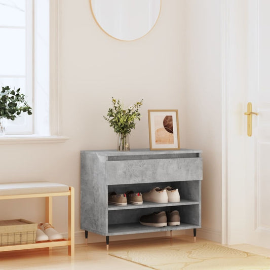 Étagère à chaussures gris béton 70x36x60 cm en bois