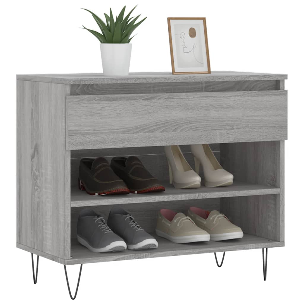 Shoe Rack Gray Sonoma 70x36x60 cm Wood Material