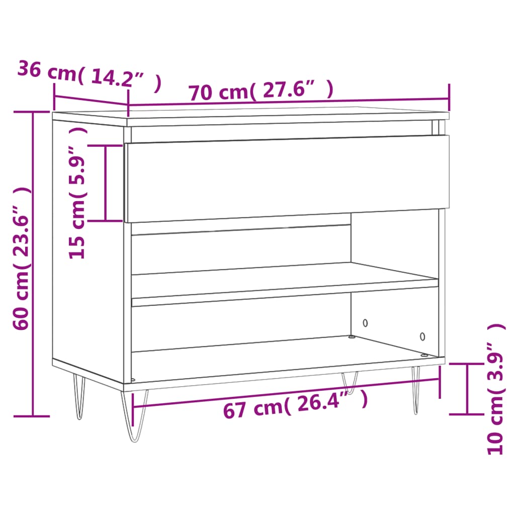 Shoe Rack Gray Sonoma 70x36x60 cm Wood Material