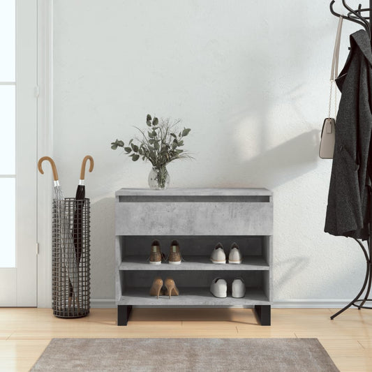 Étagère à chaussures gris béton 70x36x60 cm en bois