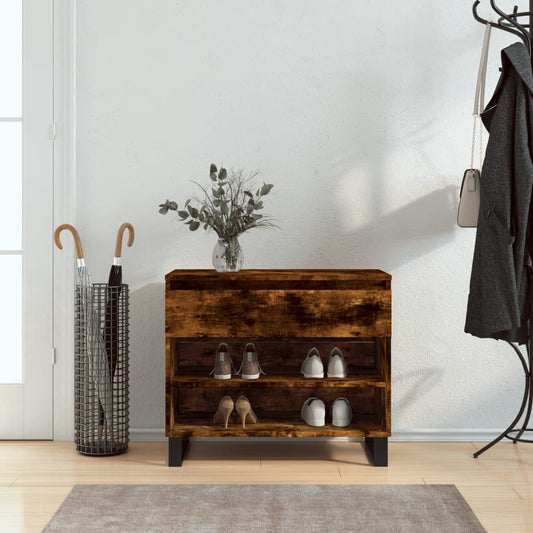 Shoe rack smoked oak 70x36x60 cm wood material