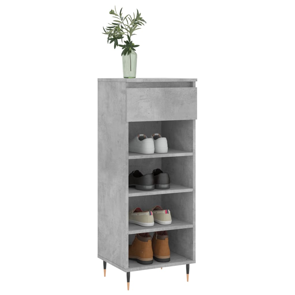 Shoe Cabinet Concrete Grey 40x36x105 cm Wood Material