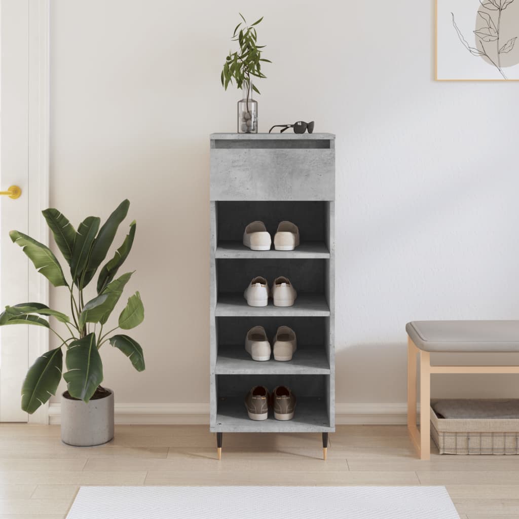 Shoe Cabinet Concrete Grey 40x36x105 cm Wood Material