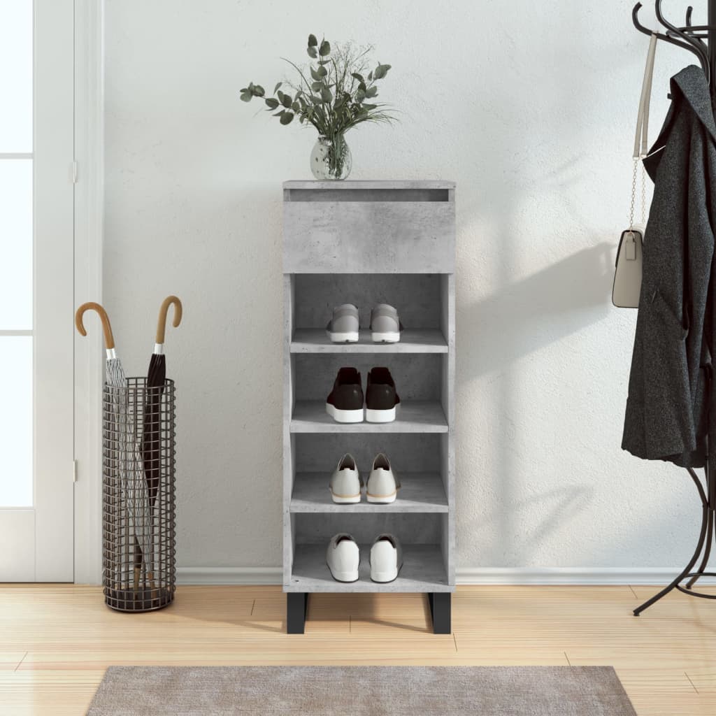 Shoe Cabinet Concrete Grey 40x36x105 cm Wood Material