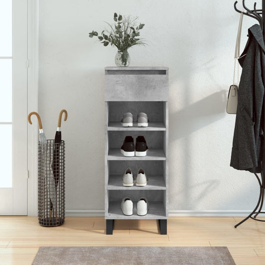Shoe Cabinet Concrete Grey 40x36x105 cm Wood Material