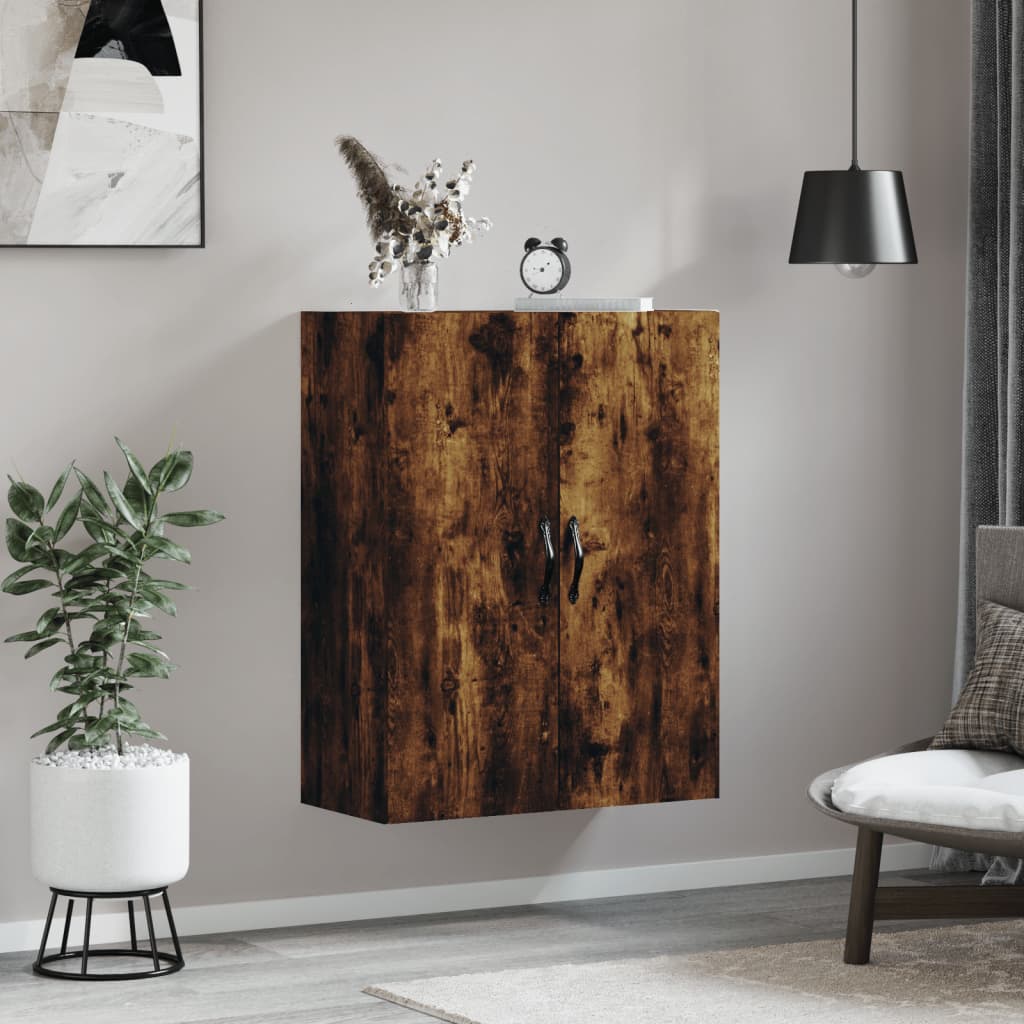 Armoire murale chêne fumé 69,5x34x90 cm matériau bois