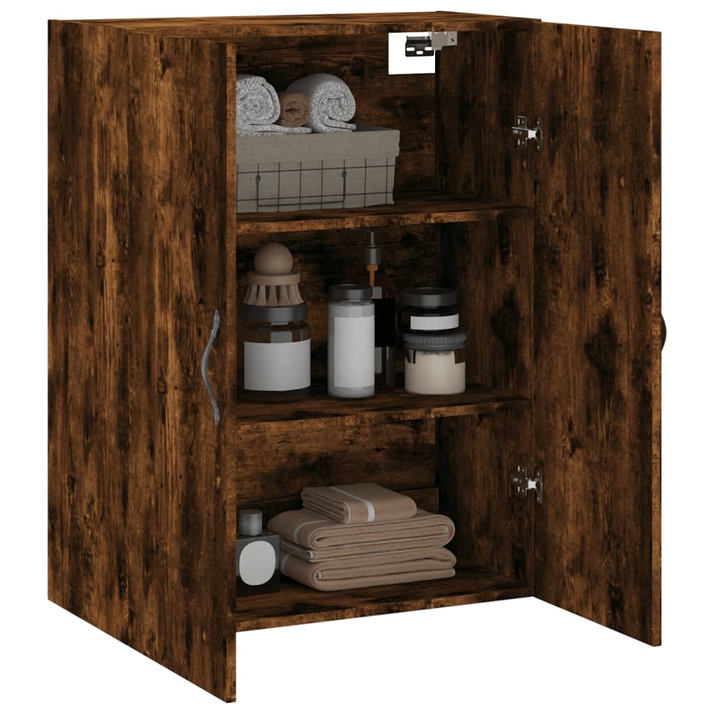 Armoire murale chêne fumé 69,5x34x90 cm matériau bois