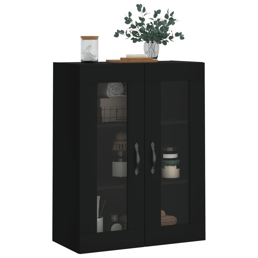 Wandschrank Schwarz 69,5x34x90 cm Holzwerkstoff