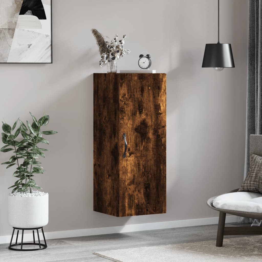 Armoire murale chêne fumé 34,5x34x90 cm matériau bois