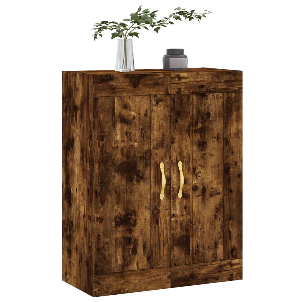 Armoire murale chêne fumé 69,5x34x90 cm matériau bois