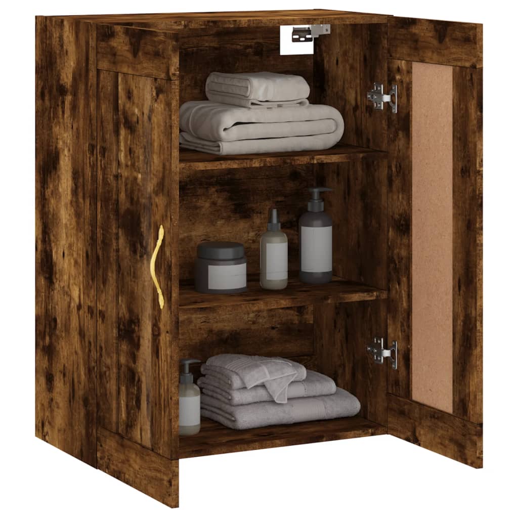 Armoire murale chêne fumé 69,5x34x90 cm matériau bois