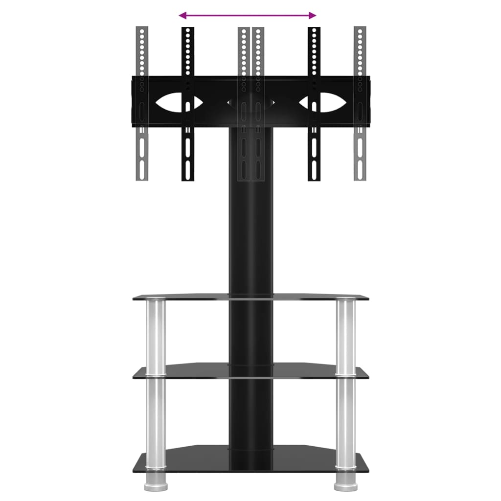 TV-Eckregal mit 3 Ablagen für 32-70 Zoll Schwarz und Silbern