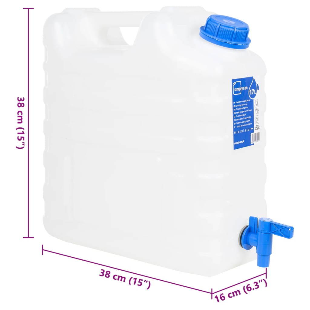 Wasserbehälter mit Hahn Transparent 15 L Kunststoff