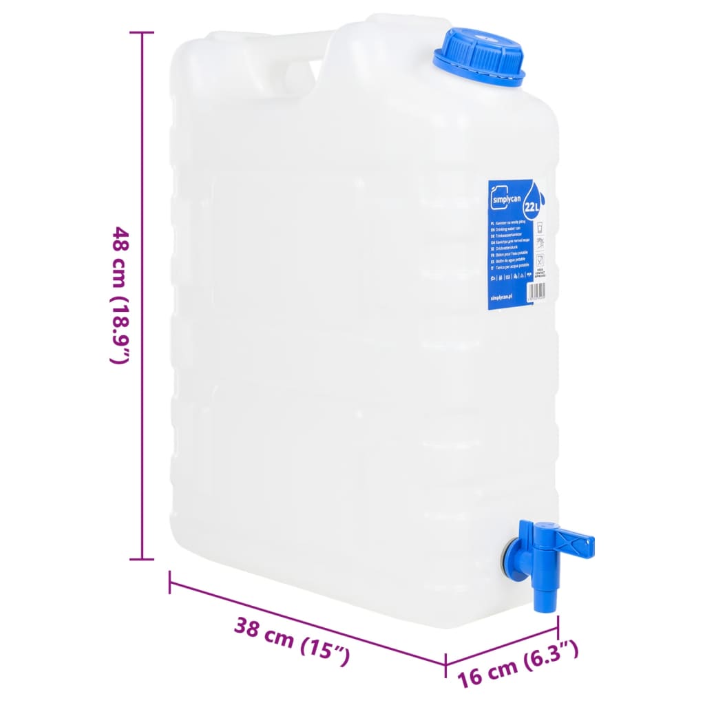 Wasserbehälter mit Hahn Transparent 20 L Kunststoff