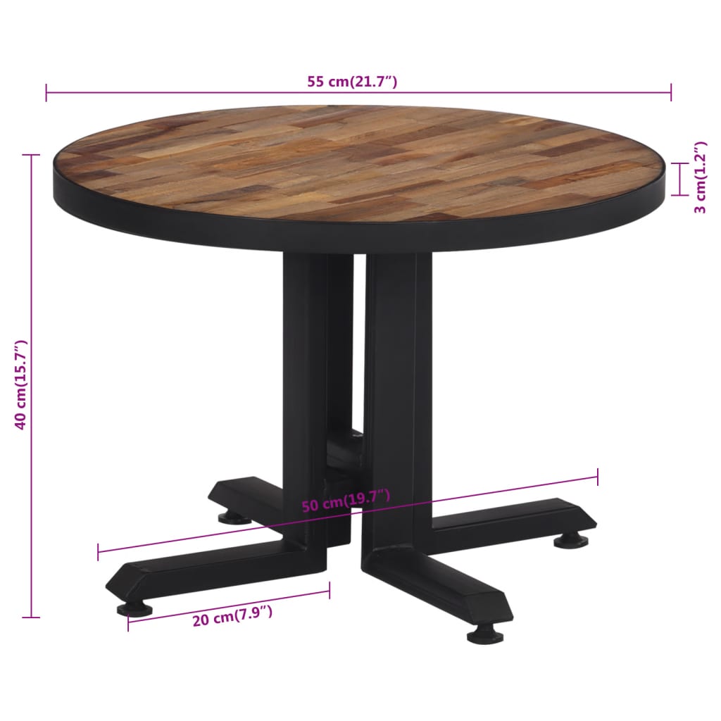 Coffee table round Ø55x40 cm recycled solid teak wood